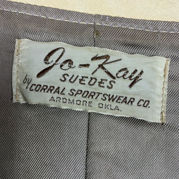 Vintage 1950s Jo-Kay western leather beaded light tan fringe jacket, USA S/M - Picture 4 of 9